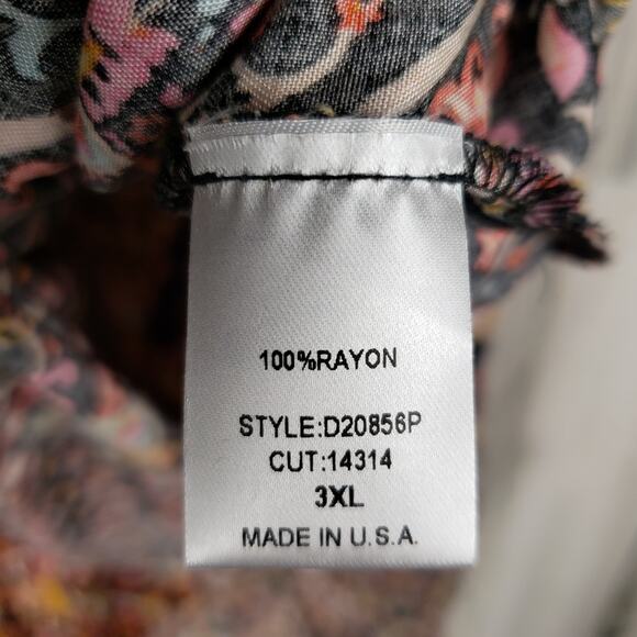 Oddi Multicolor Printed Scoop Neck Short Sleeve Maxi Dress Women's Size 3XL - Picture 9 of 16